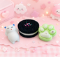 🍪 Squishys, Cookie noir, patte verte & chat blanc
