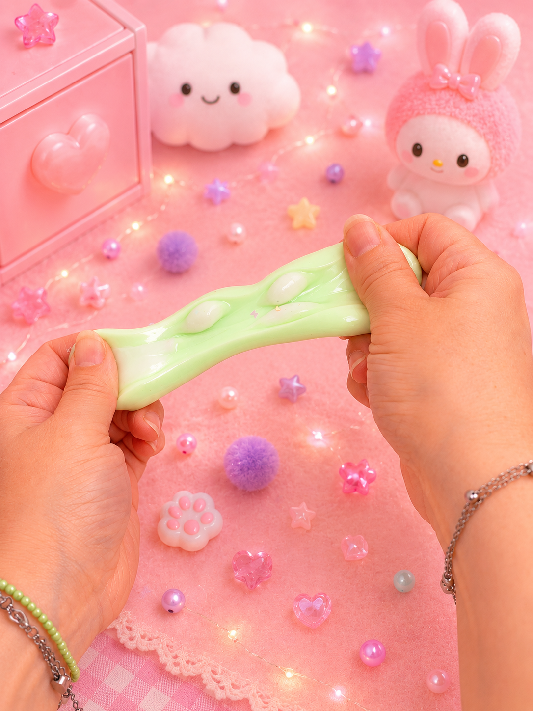 🐾 Squishy Patte de Chat Verte & Bleue Kawaii