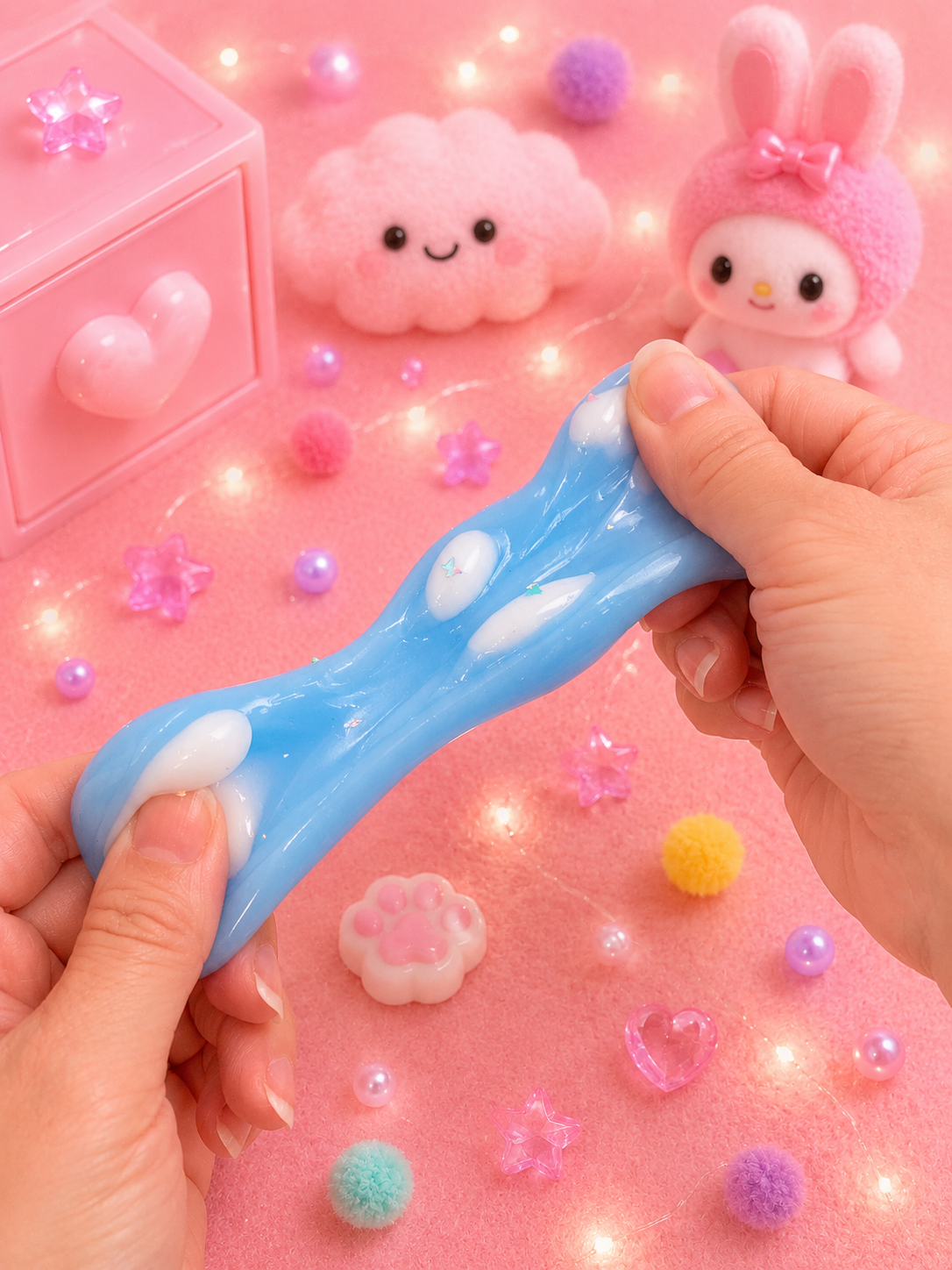 🐾 Squishy Patte de Chat Verte & Bleue Kawaii