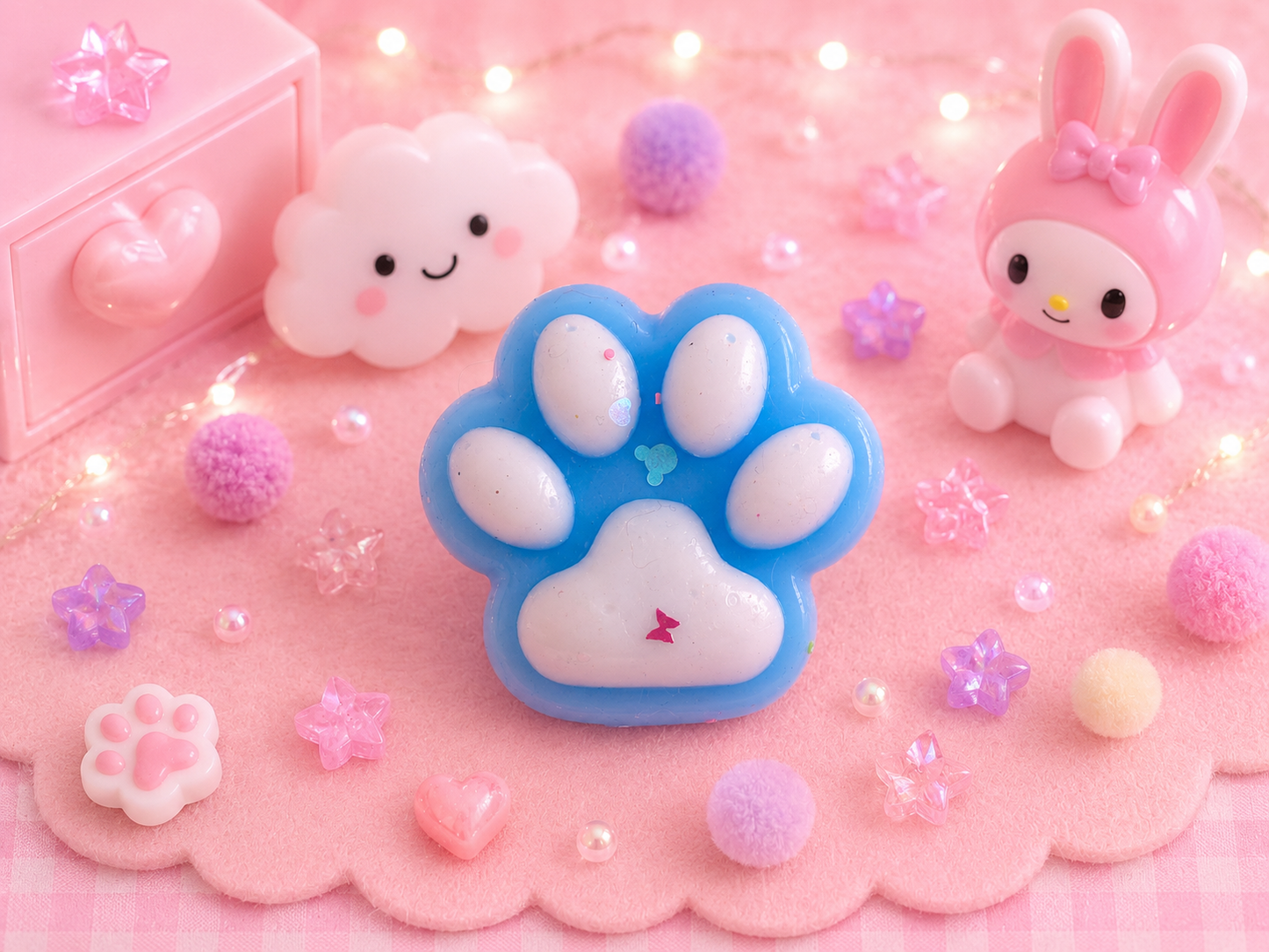 🐾 Squishy Patte de Chat Verte & Bleue Kawaii
