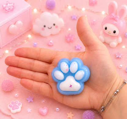 🐾 Squishy Patte de Chat Verte & Bleue Kawaii