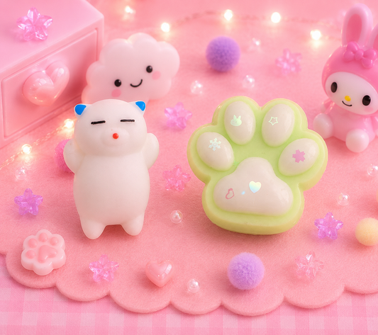 💚 Squishy Patte Verte & Chat Blanc Kawaii