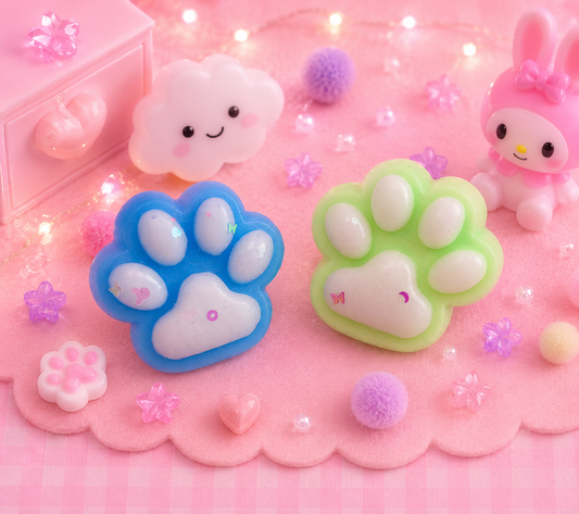 🐾 Squishy Patte de Chat Verte & Bleue Kawaii