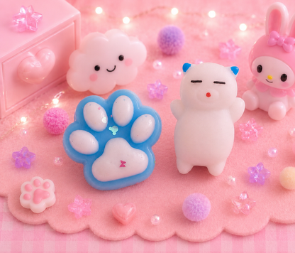 💙 Squishy Patte Bleue & Chat Blanc Kawaii
