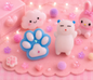 💙 Squishy Patte Bleue & Chat Blanc Kawaii